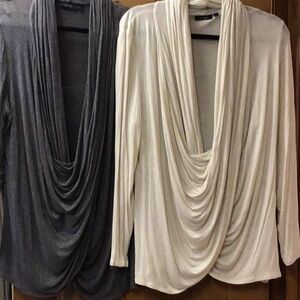 Lot of 2. Elegant Draped Women's Tops- Gray and Cream
